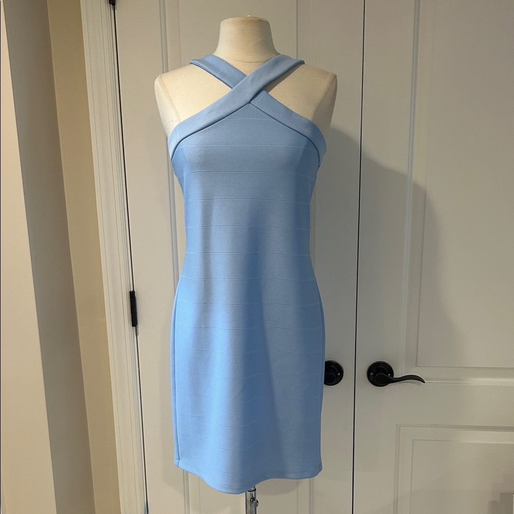 New Sally Miller Elegant Blue Cross-Back Dress
